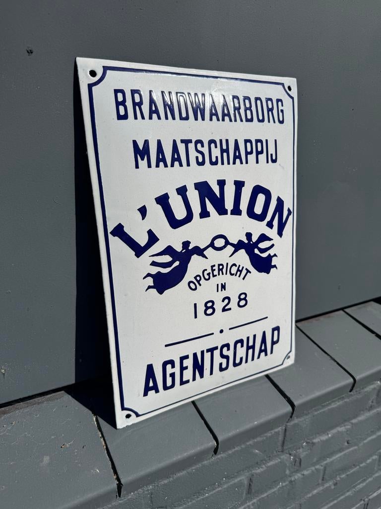 Emaille reclamebord Brandwaarborg Maatschappij L'Union, Ophalen of Verzenden