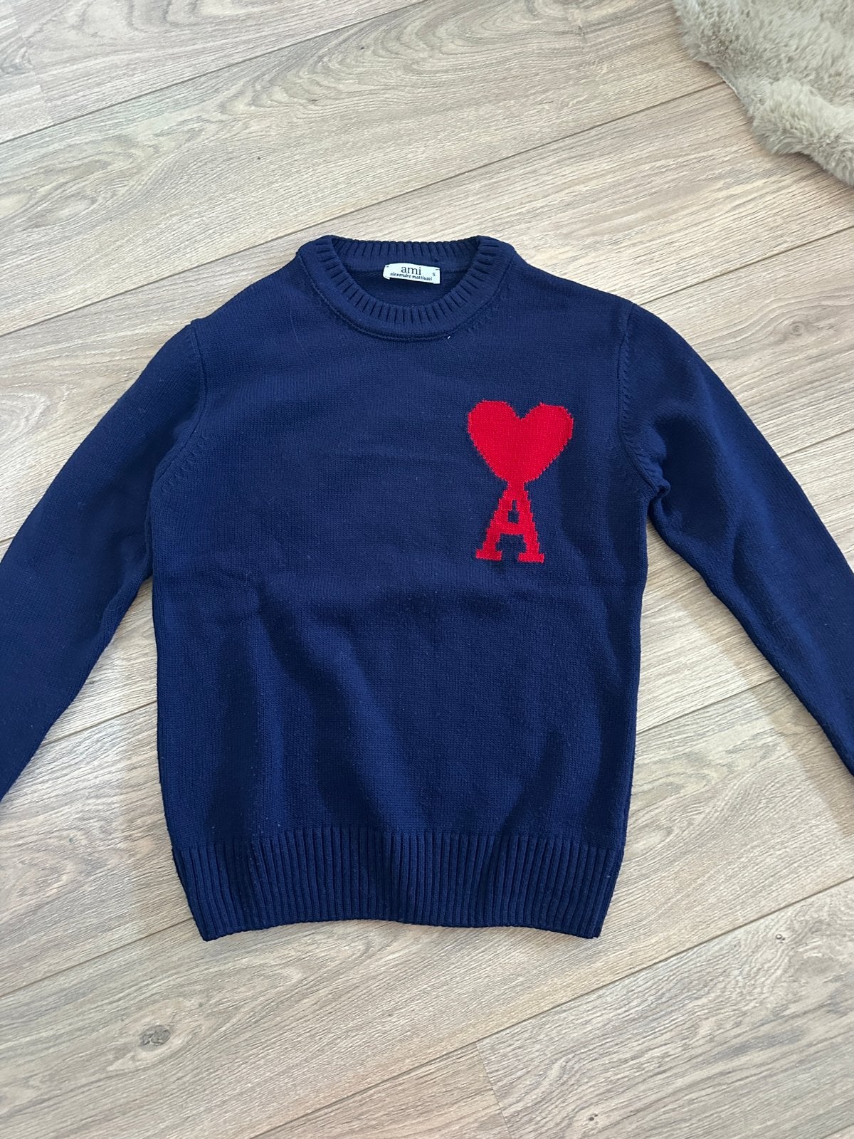 Ami Paris trui met hartlogo - Maat S, Ophalen of Verzenden, Gedragen, Maat 36 (S), Blauw