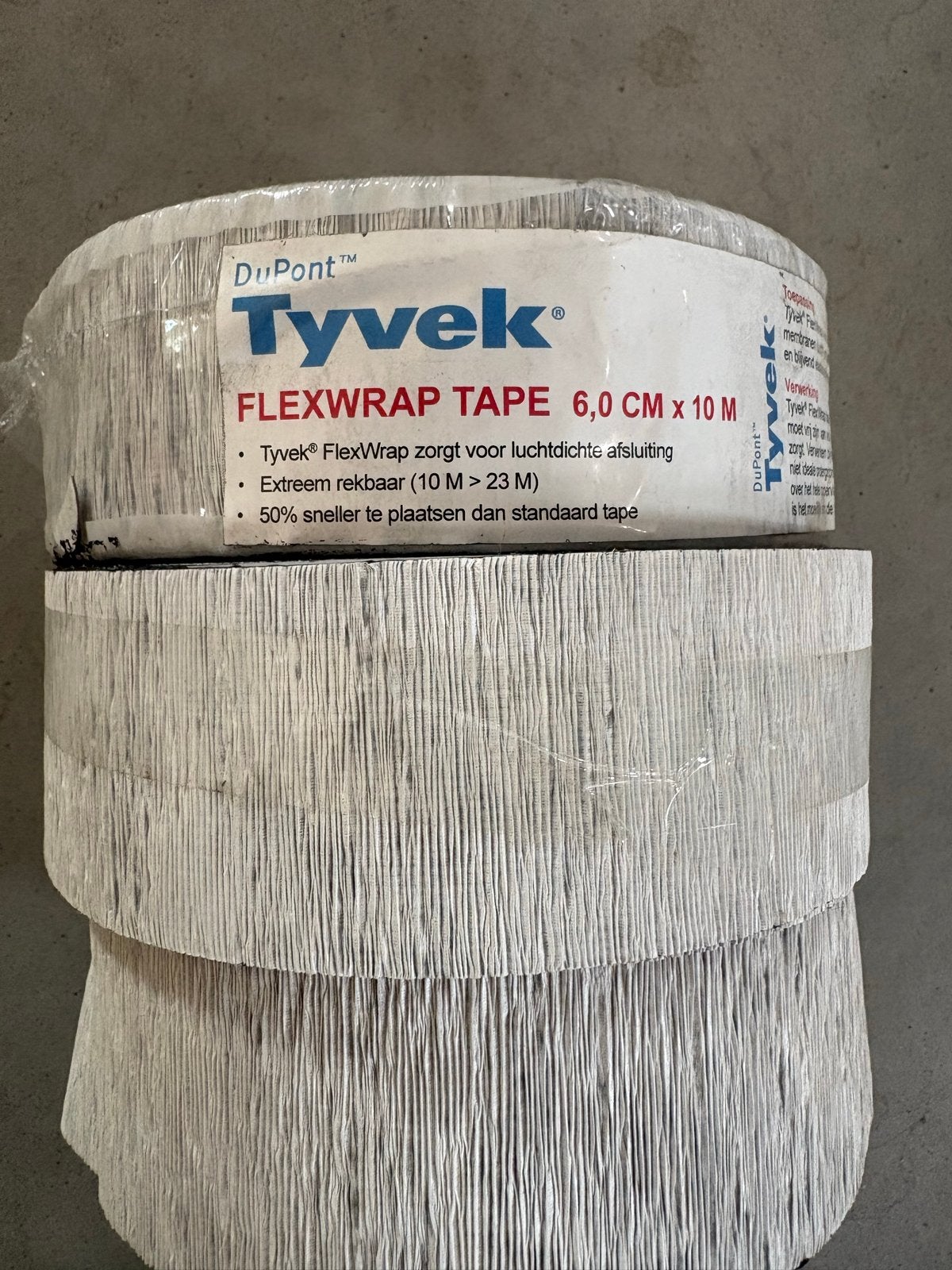 Tyvek FlexWrap Tape 6,0 cm x 10 M - 2 rollen + reststuk, Minder dan 4 cm, Overige materialen, Nieuw, Ophalen of Verzenden