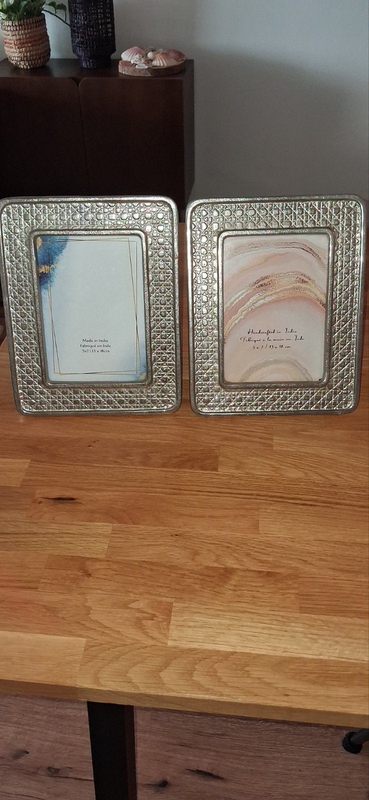 Set van 2 zilverkleurige fotolijsten, 13 x 18x18 cm, Ophalen, Zo goed als nieuw, Fotolijst, Met glas
