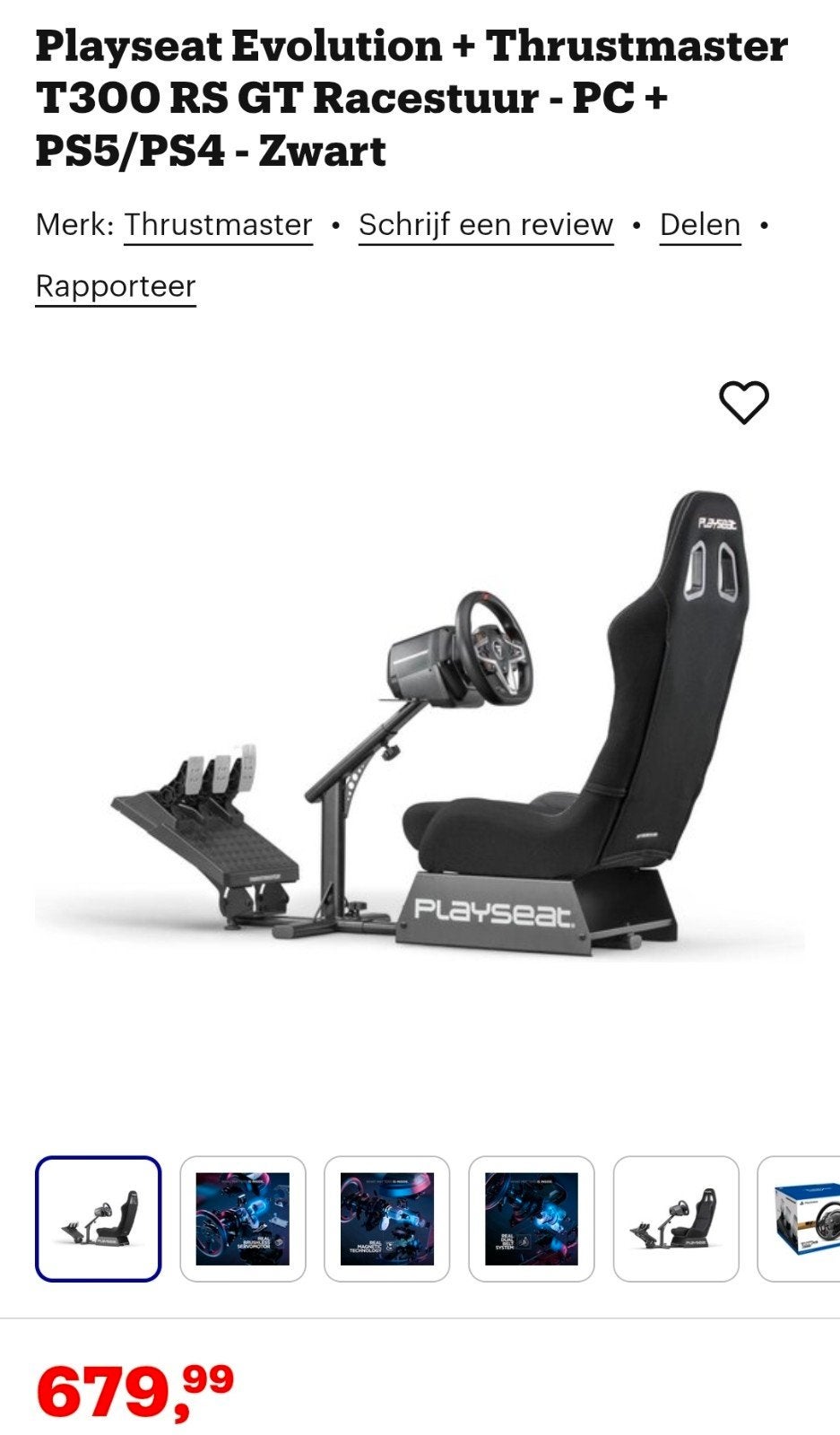 Playseat Evolution + Thrustmaster T300 RS GT Racestuur, Spelcomputers en Games, Ophalen of Verzenden