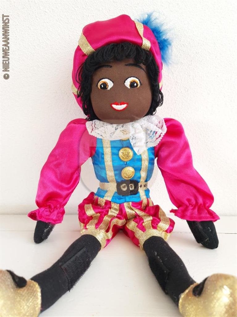 Nostalgische etalage Piet pop - 45cm, roze/lichtblauw, Diversen, Sinterklaas, Verzenden, Zo goed als nieuw
