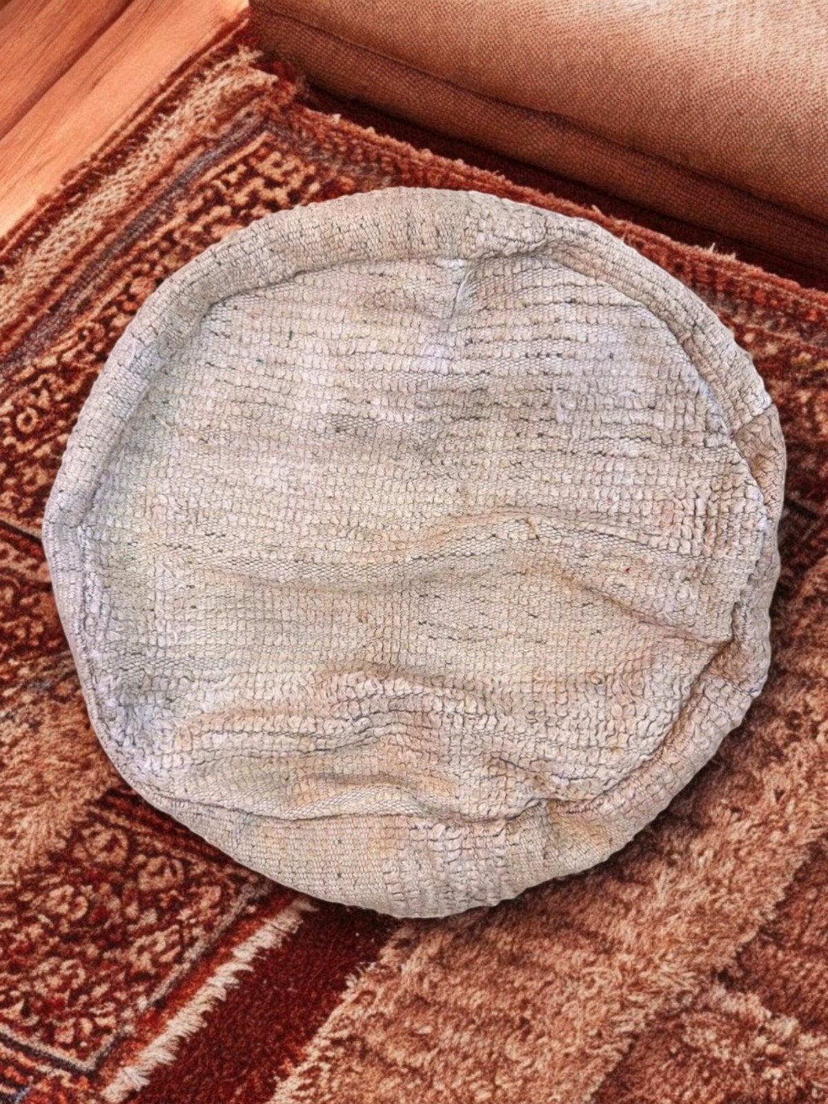 Rond Marokkaans vloerkussen - Handgemaakt en uniek, Minder dan 50 cm, Gebruikt, Verzenden, Rond