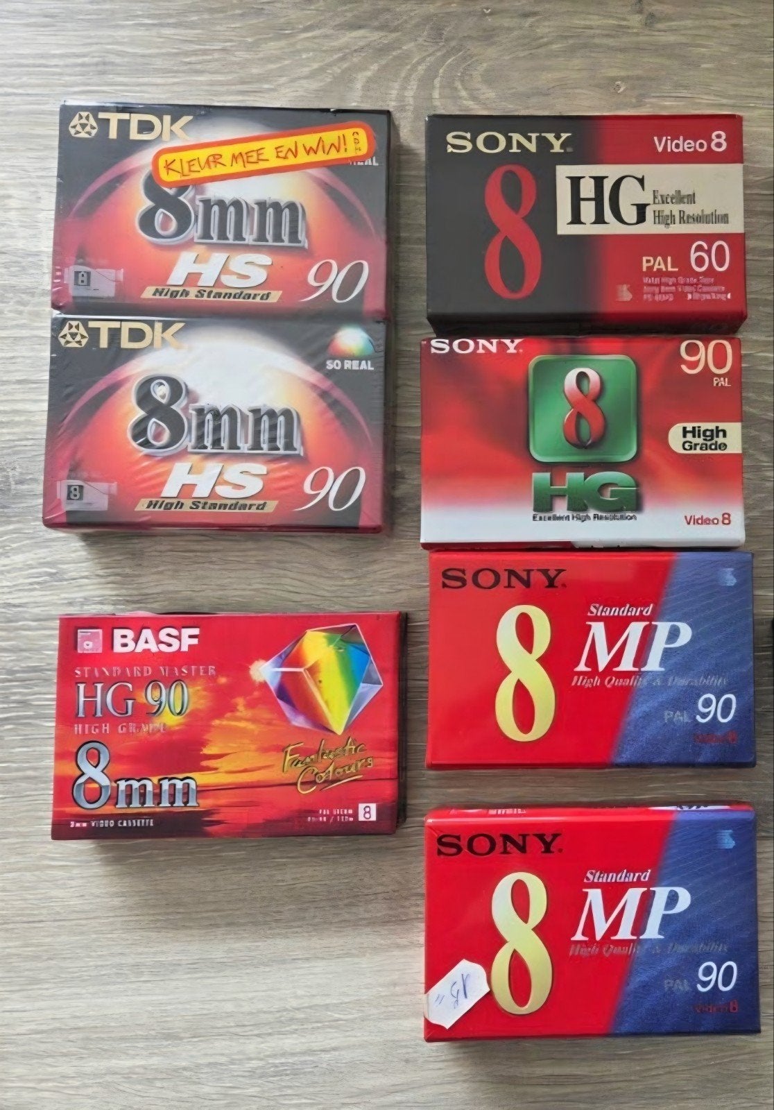 7 NIEUWE 8MM VIDEO 8 CASSETTES nog in de folie, Ophalen of Verzenden, 8mm, (Video)band