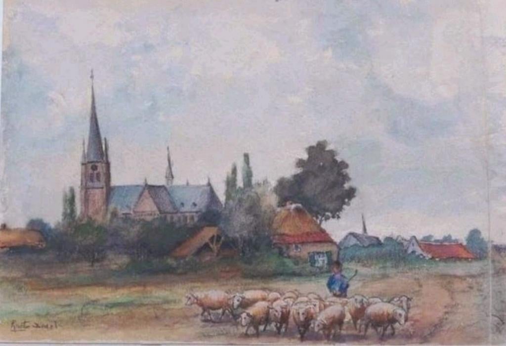 Aquarel... Hub van Winkel ... (l.o. gesigneerd) ..., Ophalen of Verzenden
