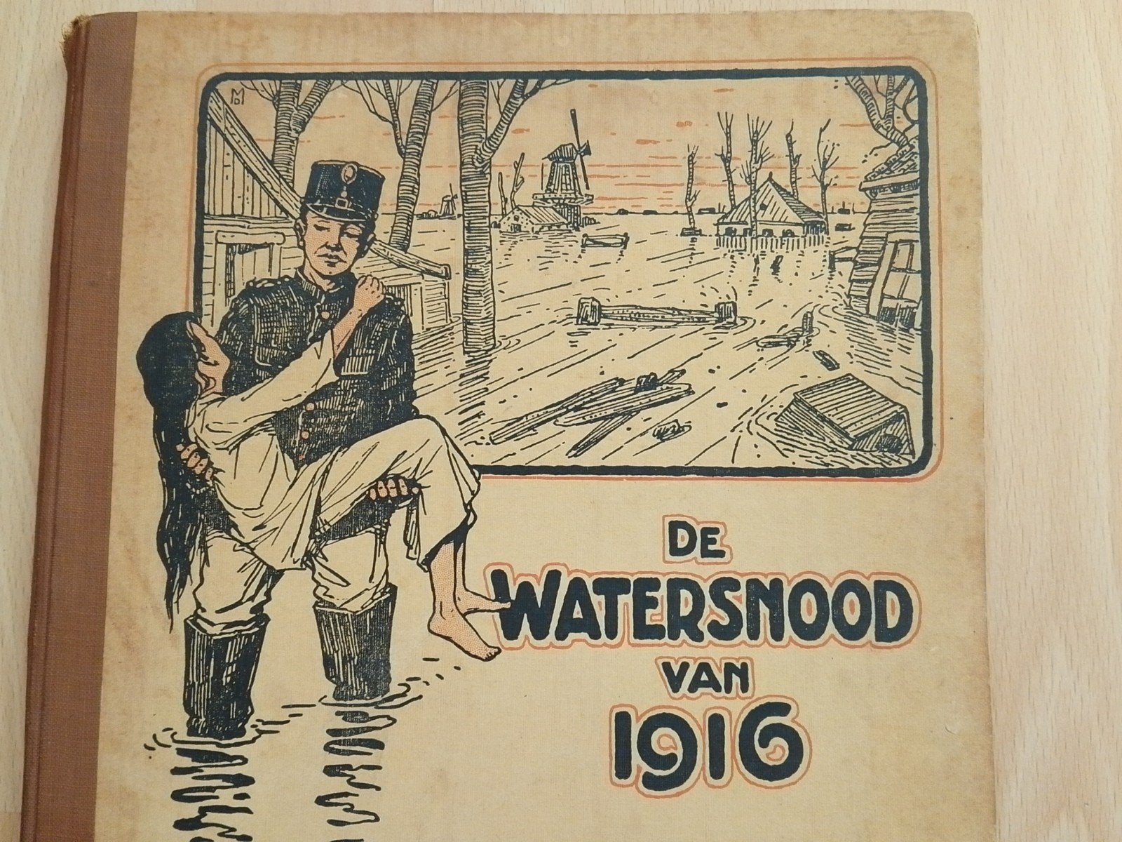 Plaatjesalbum uit 1917 " De WATERSNOOD 1916 in Zaandam, Ophalen of Verzenden, Gelezen, Honig, Plaatjesalbum