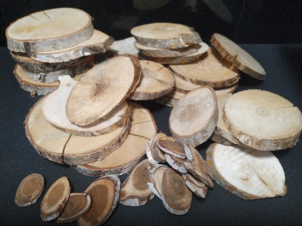 Div. groottes boomstam schijven, gedroogd voor Kerststukjes, Ophalen, Nieuw