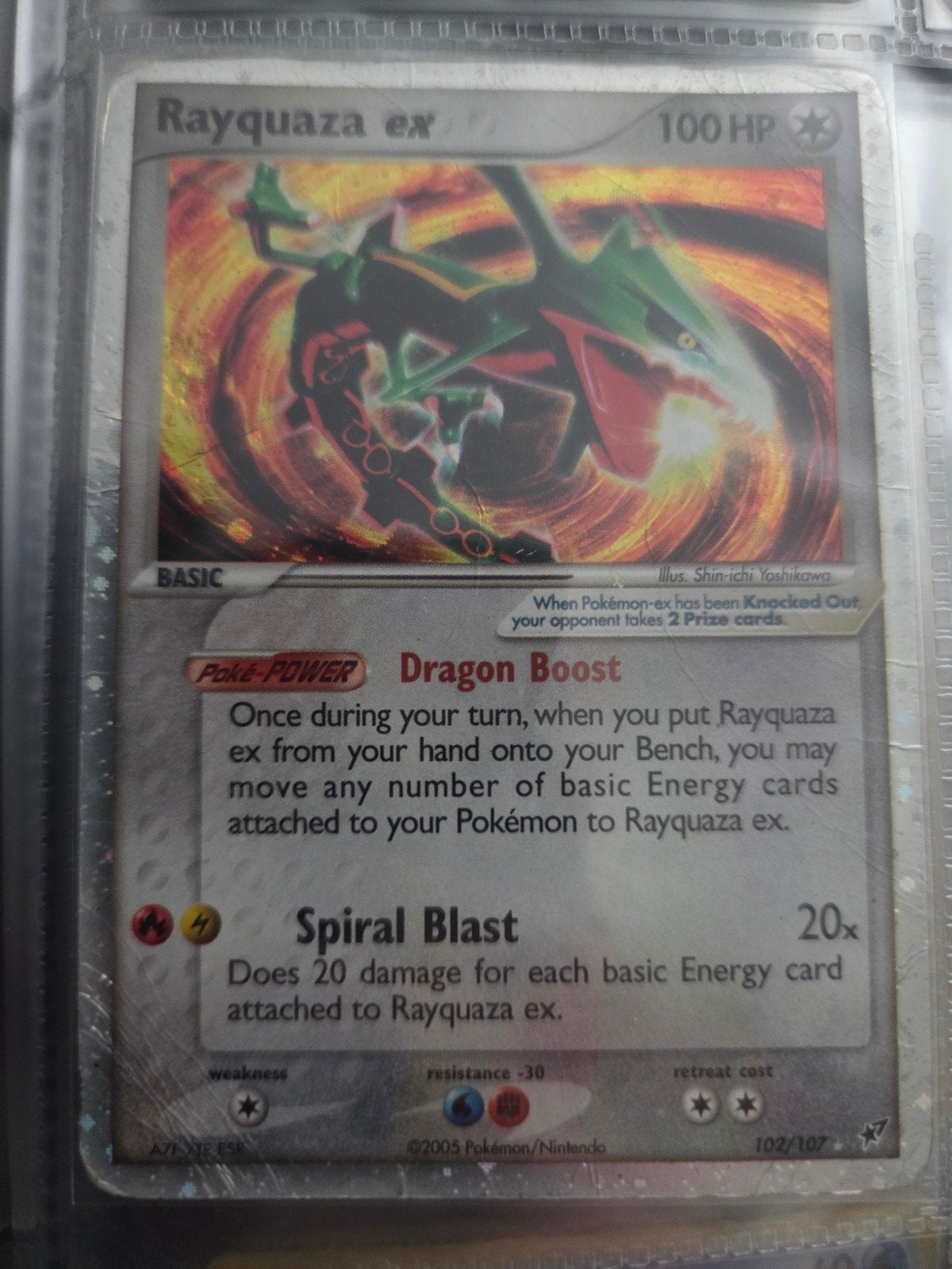 Pokémon Rayquaza ex 102/107 Holo EX Deoxys Kaart, Ophalen of Verzenden