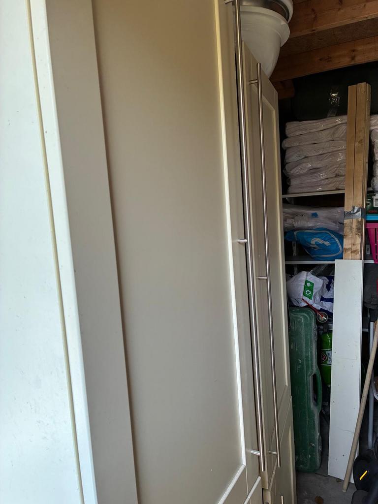 Twee champagnekleurige keukenkasten - Zelf ophalen, Gebruikt, Beige, 150 tot 200 cm, 25 tot 50 cm