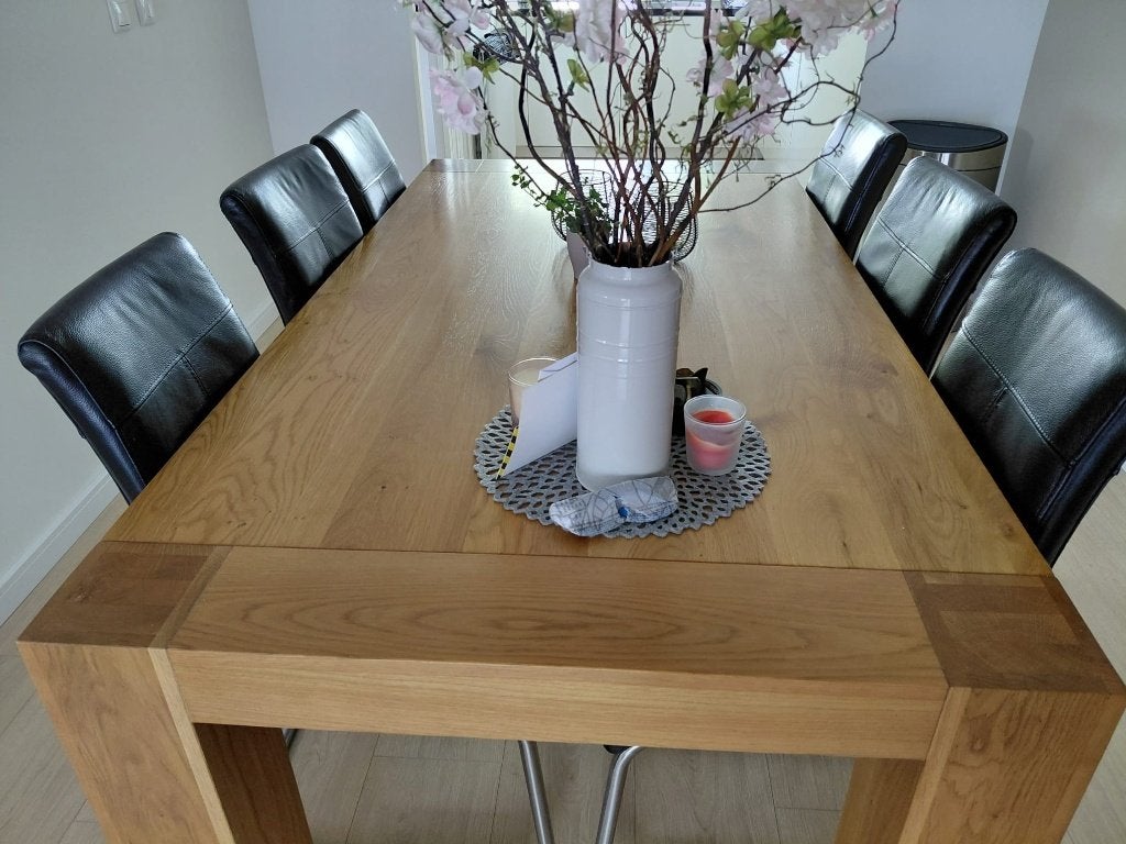 Eettafel massief eiken, Ophalen, Eikenhout, 200 cm of meer, 50 tot 100 cm