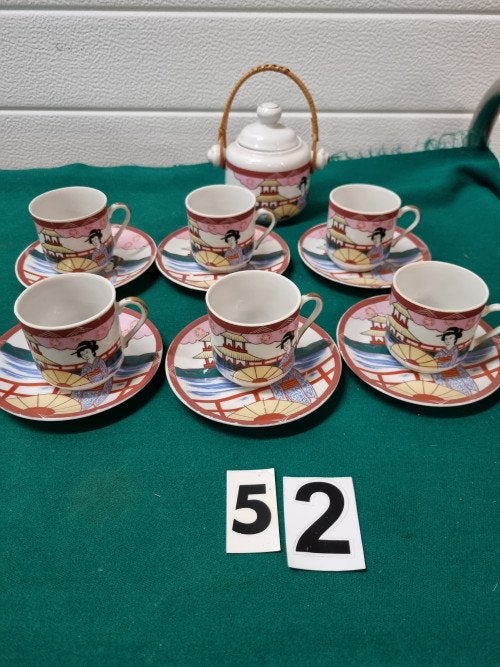-	kopjes chinees met suikerpot, Verzamelen, Retro, Ophalen of Verzenden