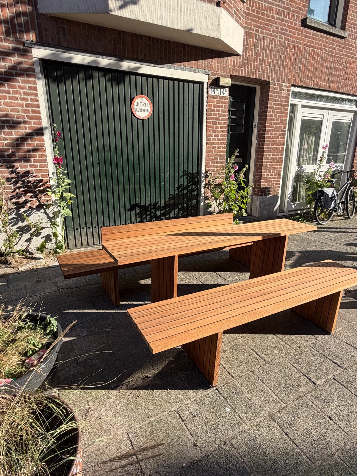 Massief houten tuinset 270 cm, Ophalen of Verzenden, Zo goed als nieuw, Teakhout
