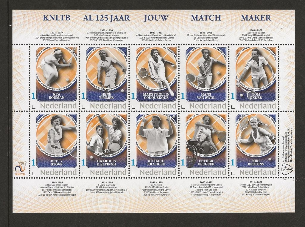 Vel persoonlijke zegels, 175 jaar knltb (tennis), postfris, Postzegels en Munten, Ophalen of Verzenden, Postfris