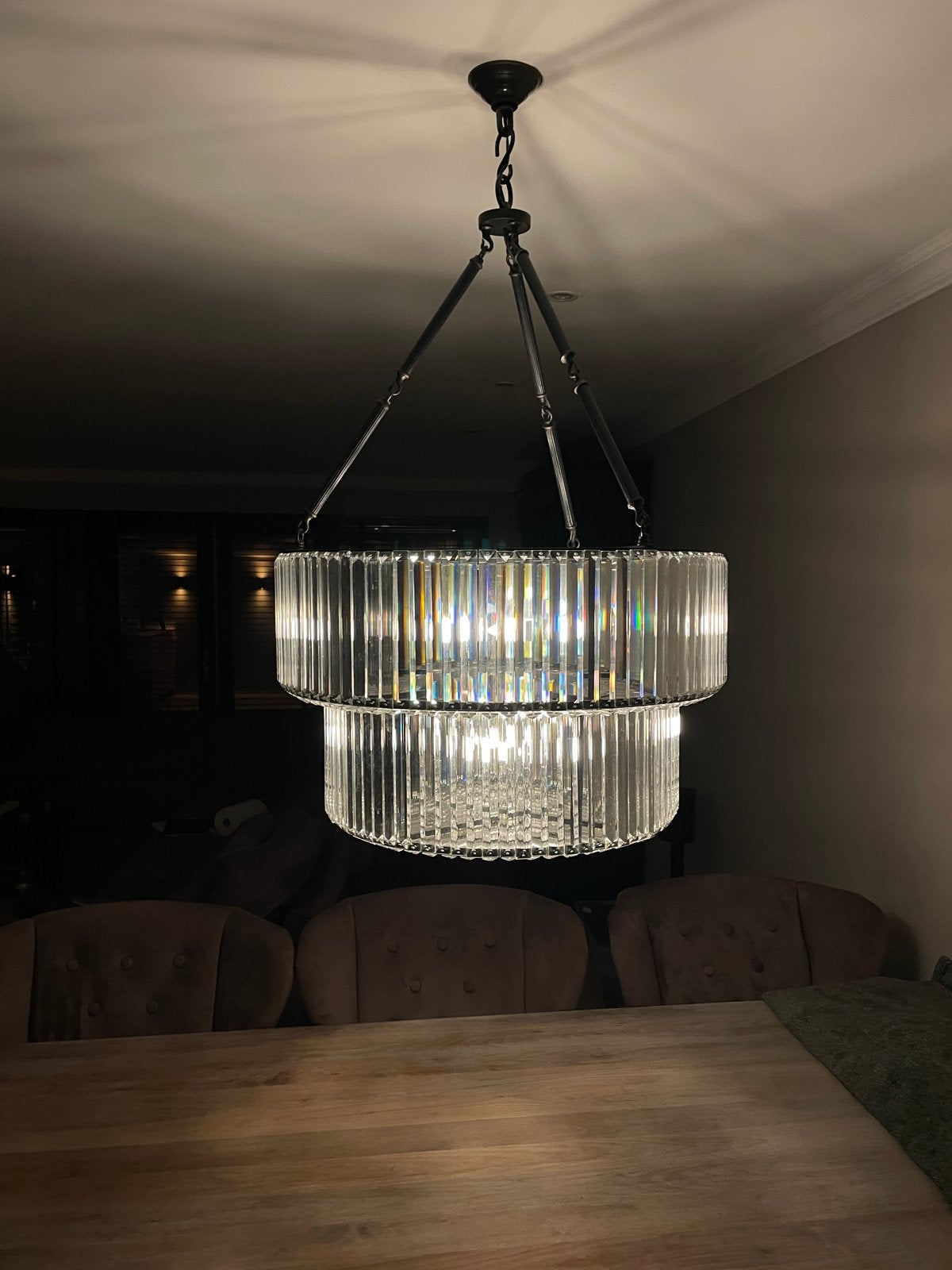 Eichholtz Infinity Dubbele Kroonluchter, Ophalen, E14 (klein), Luxury, Glas