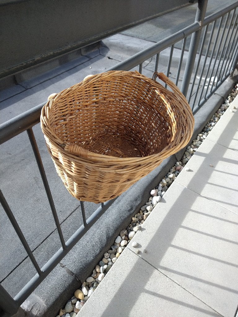 Rieten fietsmand, Fietsen en Brommers, Ophalen, Gebruikt, Fietsmand, Stuurbevestiging