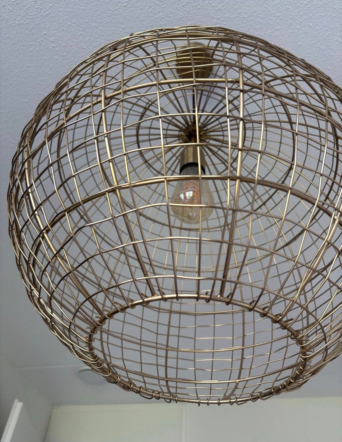 Gouden draadlamp - bolvormig - 45x45 cm, Ophalen, Gebruikt, Metaal, E27 (groot)