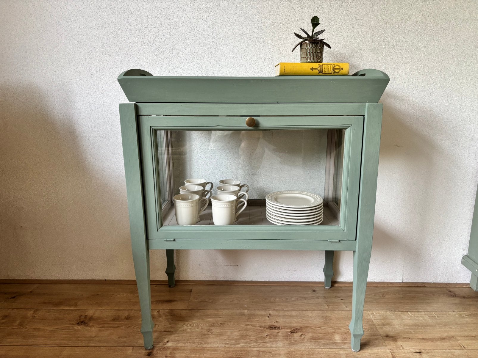 Mooi oud theekastje - forest green, Ophalen, Gebruikt, Met klep(pen), 50 tot 100 cm