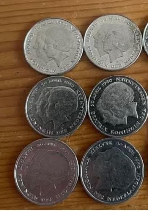6 stuks gulden munt troonswisseling 1980, Postzegels en Munten, Munten | Nederland, Ophalen of Verzenden, Koningin Beatrix, 1 gulden