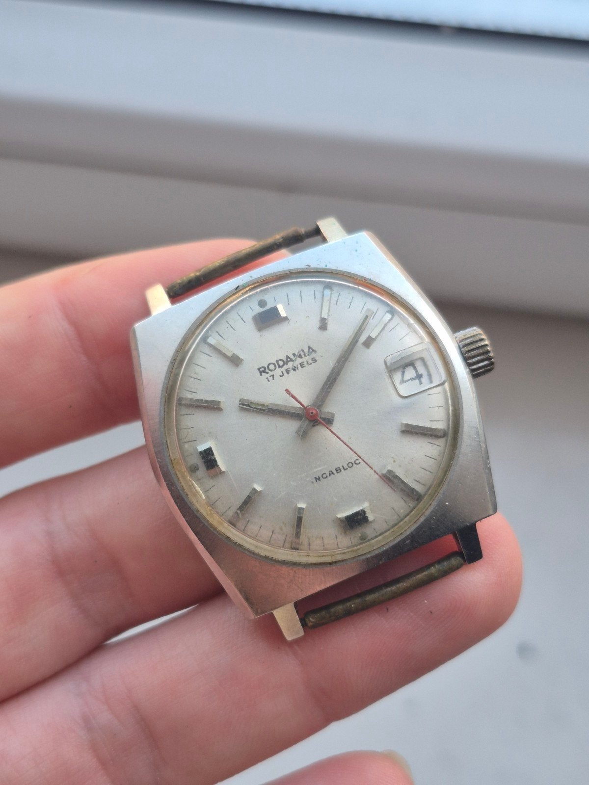 Vintage Rodania 17 Jewels Polshorloge - Antiek Horloge, Overige merken, Gebruikt, Zwart, IOS