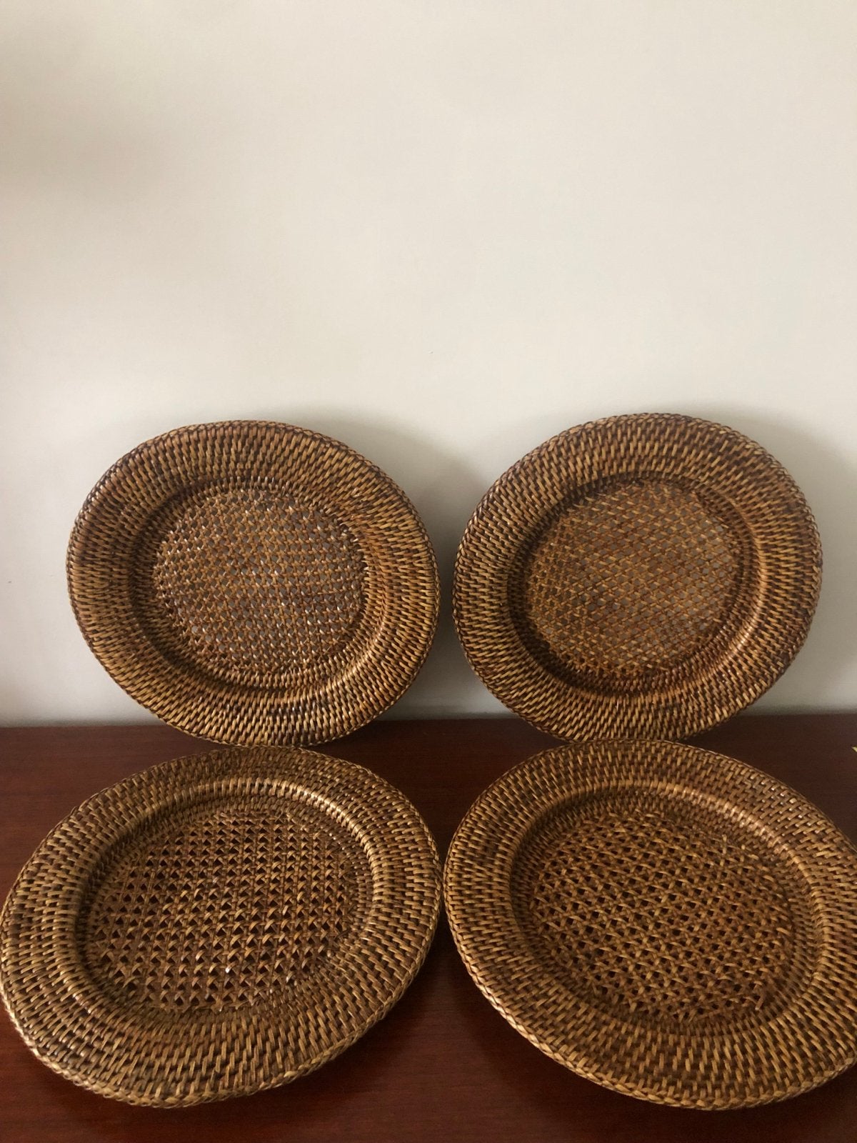 Birma rieten onderborden / placemats (4 stuks), Overige materialen, Gebruikt, Ophalen of Verzenden, Landelijk/Boerenbont