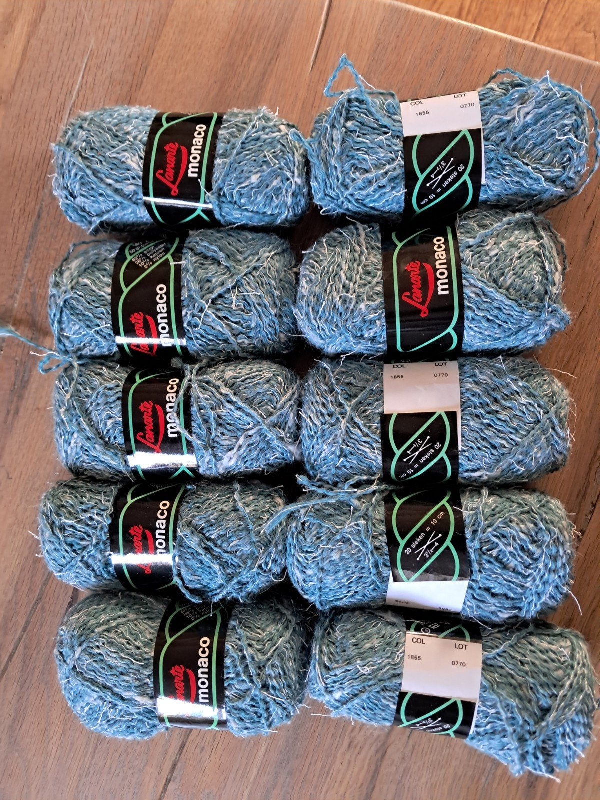 Lana Grosse Monaco Wol - 10 bollen blauw/wit garen, Hobby en Vrije tijd, Ophalen of Verzenden, Zo goed als nieuw, Breien of Haken