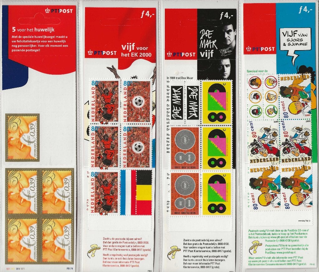Postzegelsetjes Huwelijk, EK 2000, Doe Maar, Sjors & Sjimmie, Ophalen of Verzenden, Euro's, Setje