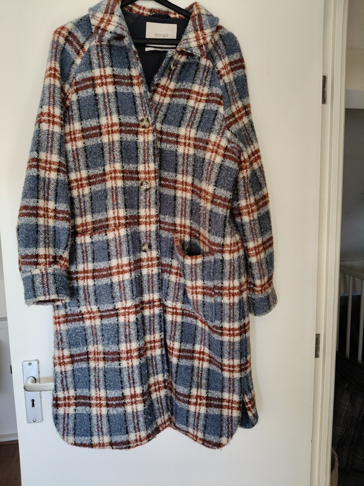 geruite winterjas van Sissy Boy, Ophalen of Verzenden, Zo goed als nieuw, Maat 38/40 (M), Blauw