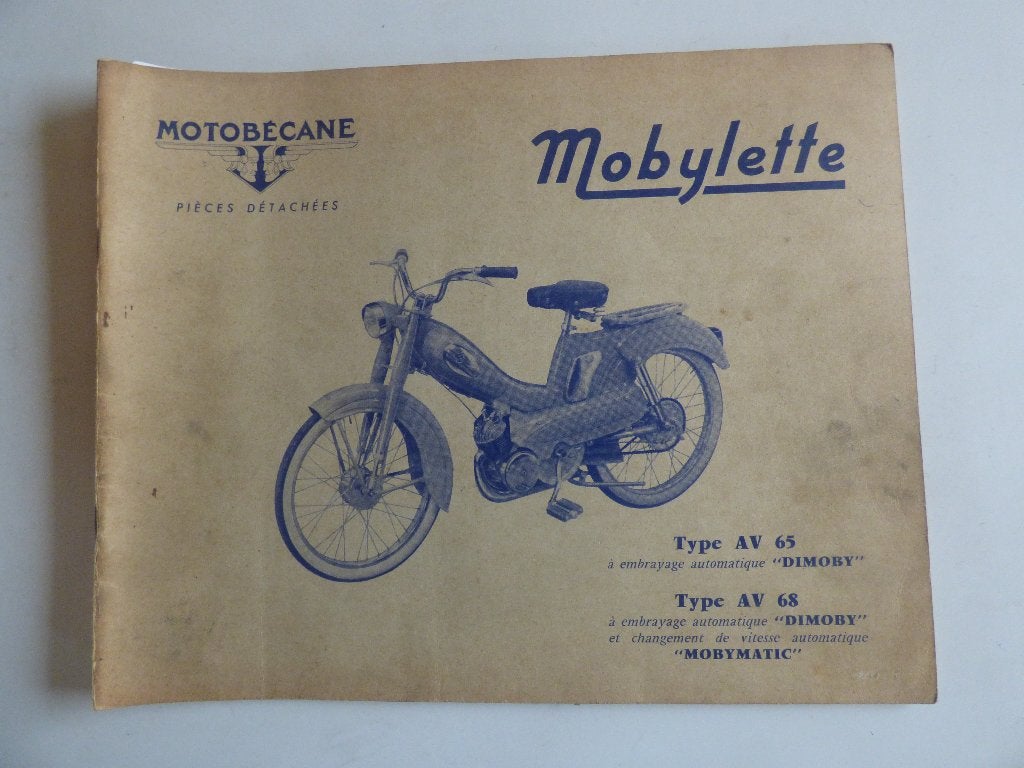 MOTOBECANE MOBYLETTE TYPE AV65 & AV68 ONDERDELENLIJST, Ophalen of Verzenden, Gebruikt