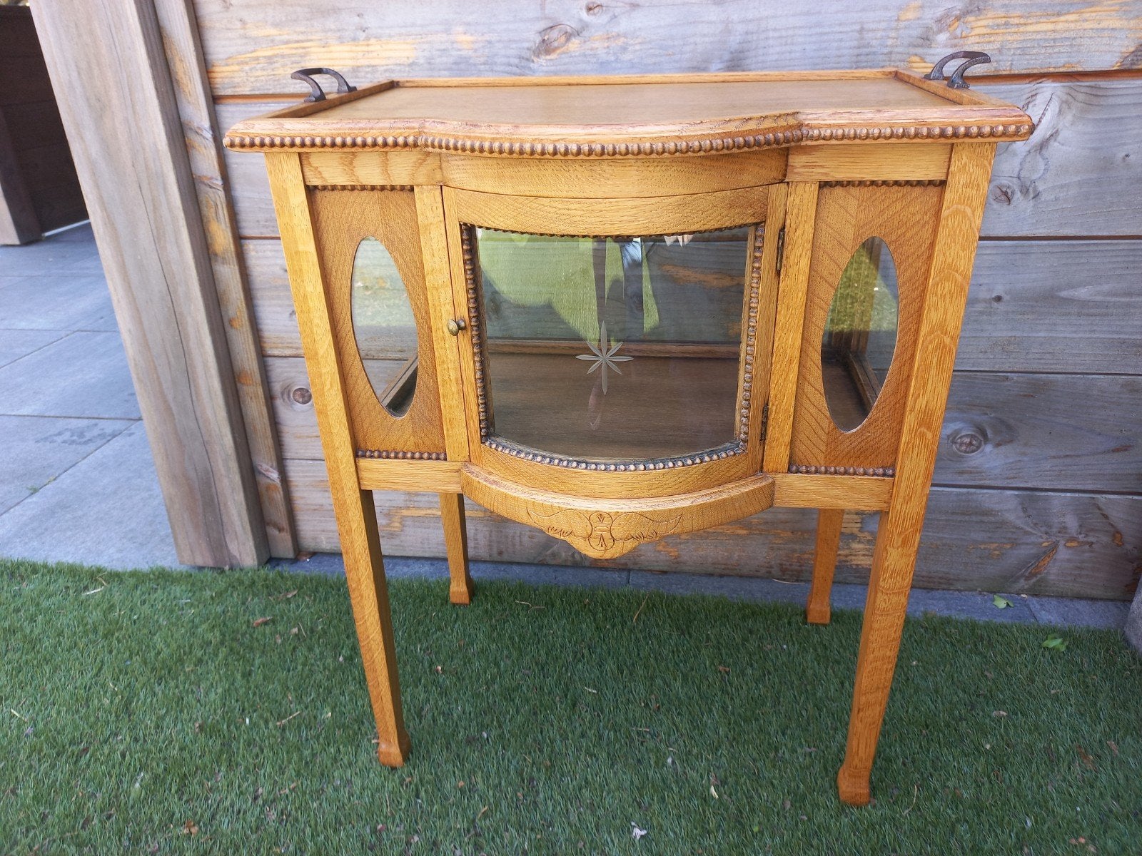 Art Deco theekastje eikenhout met afneembaar dienblad, Ophalen
