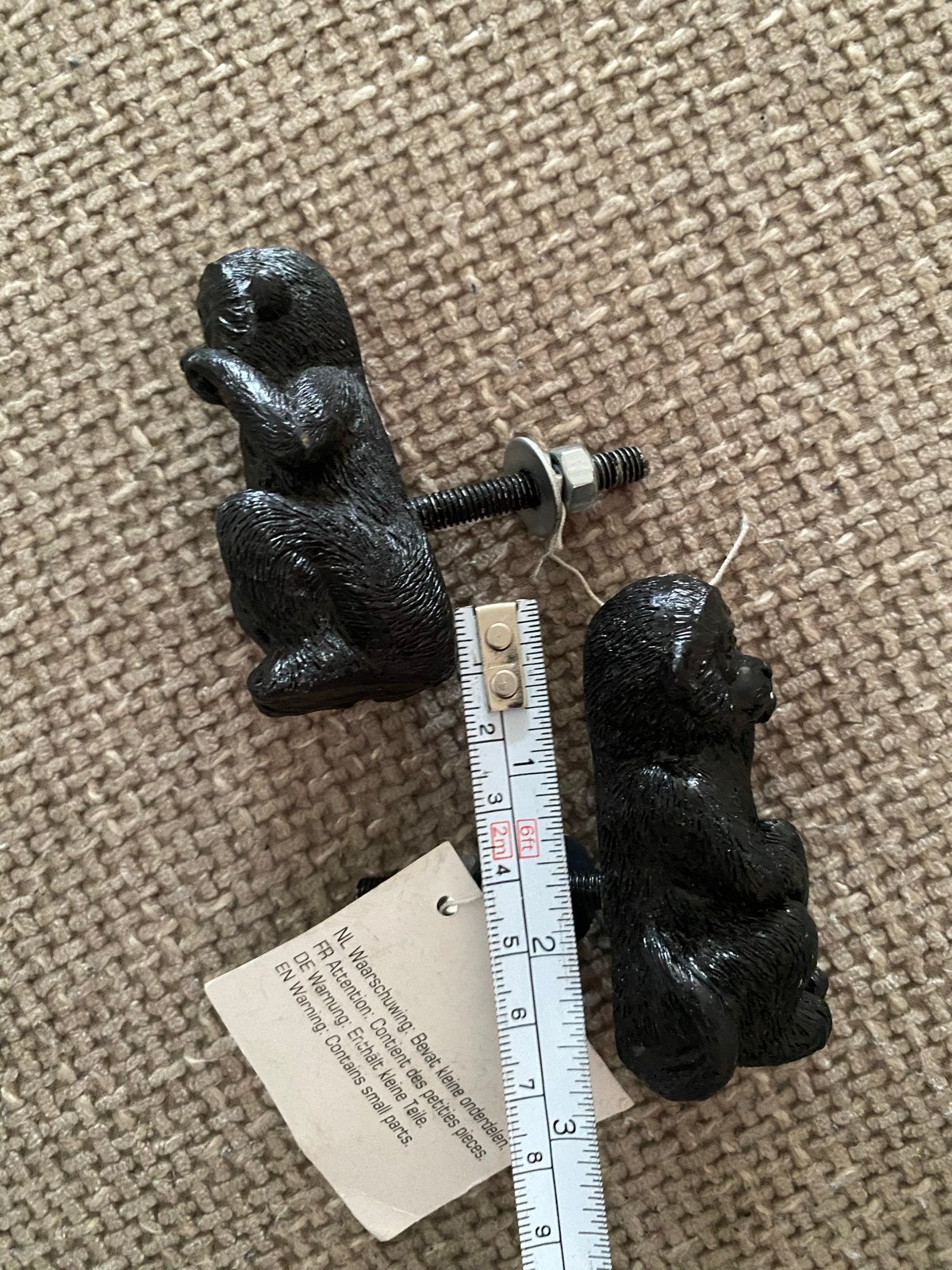 Aap 2 zwarte apen knoppen handgrepen deurknop chimpansee, Zwart, Overige stijlen, Nieuw, Kunststof