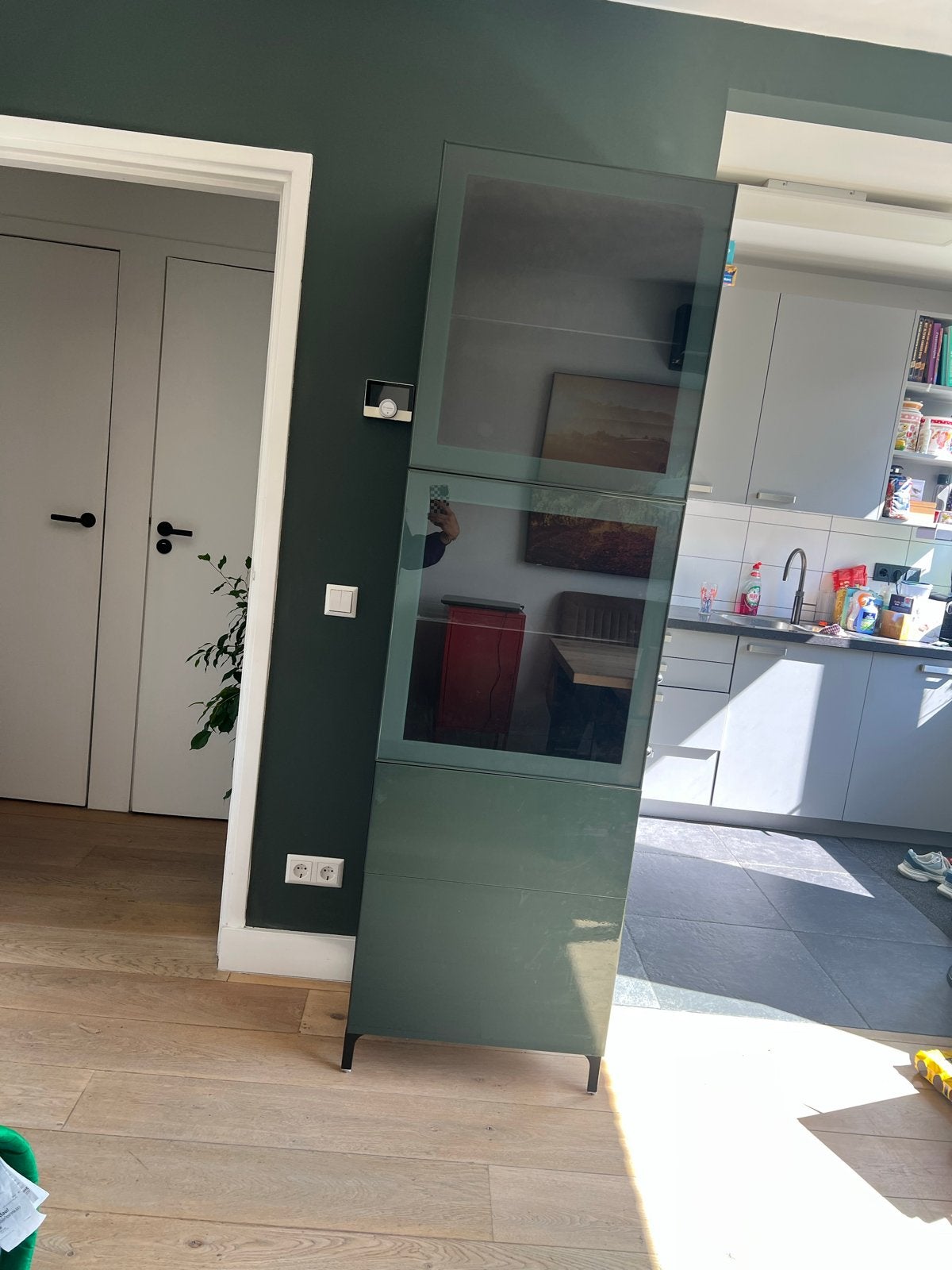 IKEA Kast Groen met Glazen Deuren en Lades, Ophalen, Gebruikt