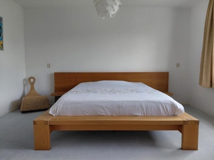 Modern scandinavisch eiken bed 160x200 cm, Ophalen, Modern scandinavisch, Beige, Tweepersoons
