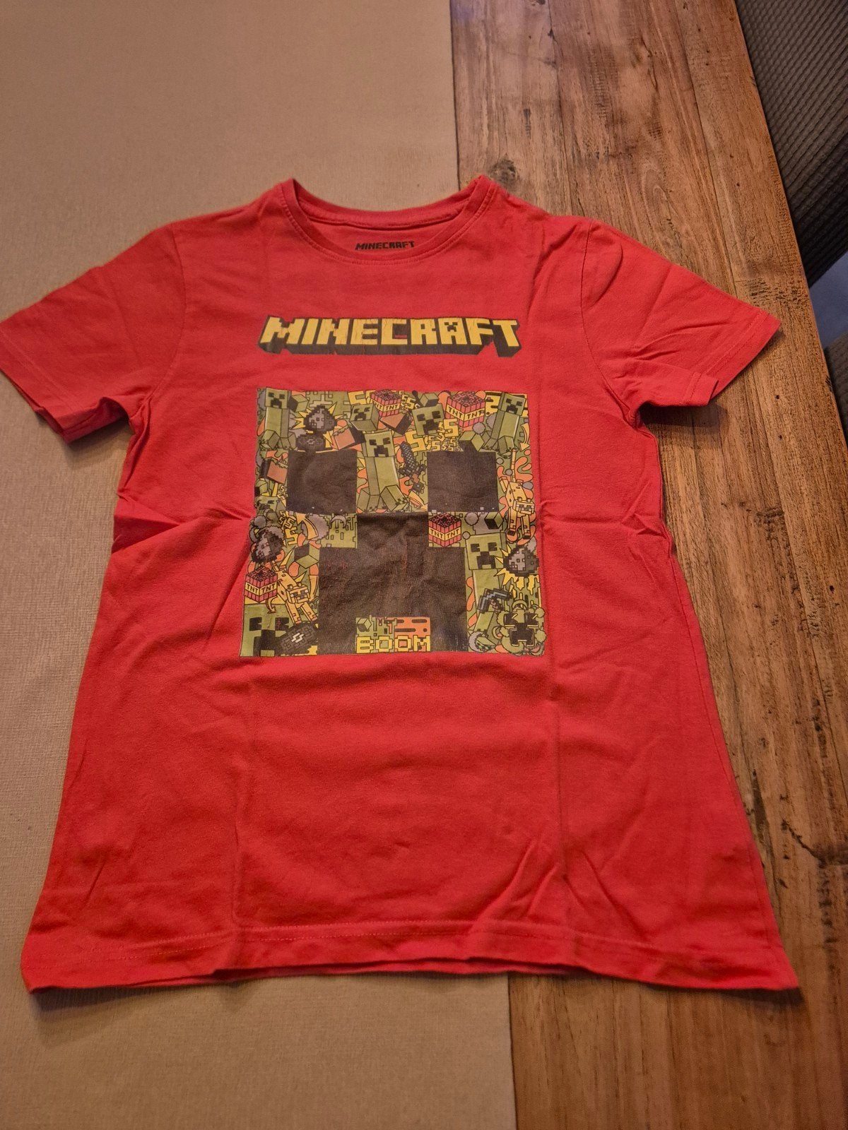 Minecraft T-shirt rood - Maat 134 (8-9 jaar), Gebruikt, Minecraft, Ophalen of Verzenden, Shirt of Longsleeve