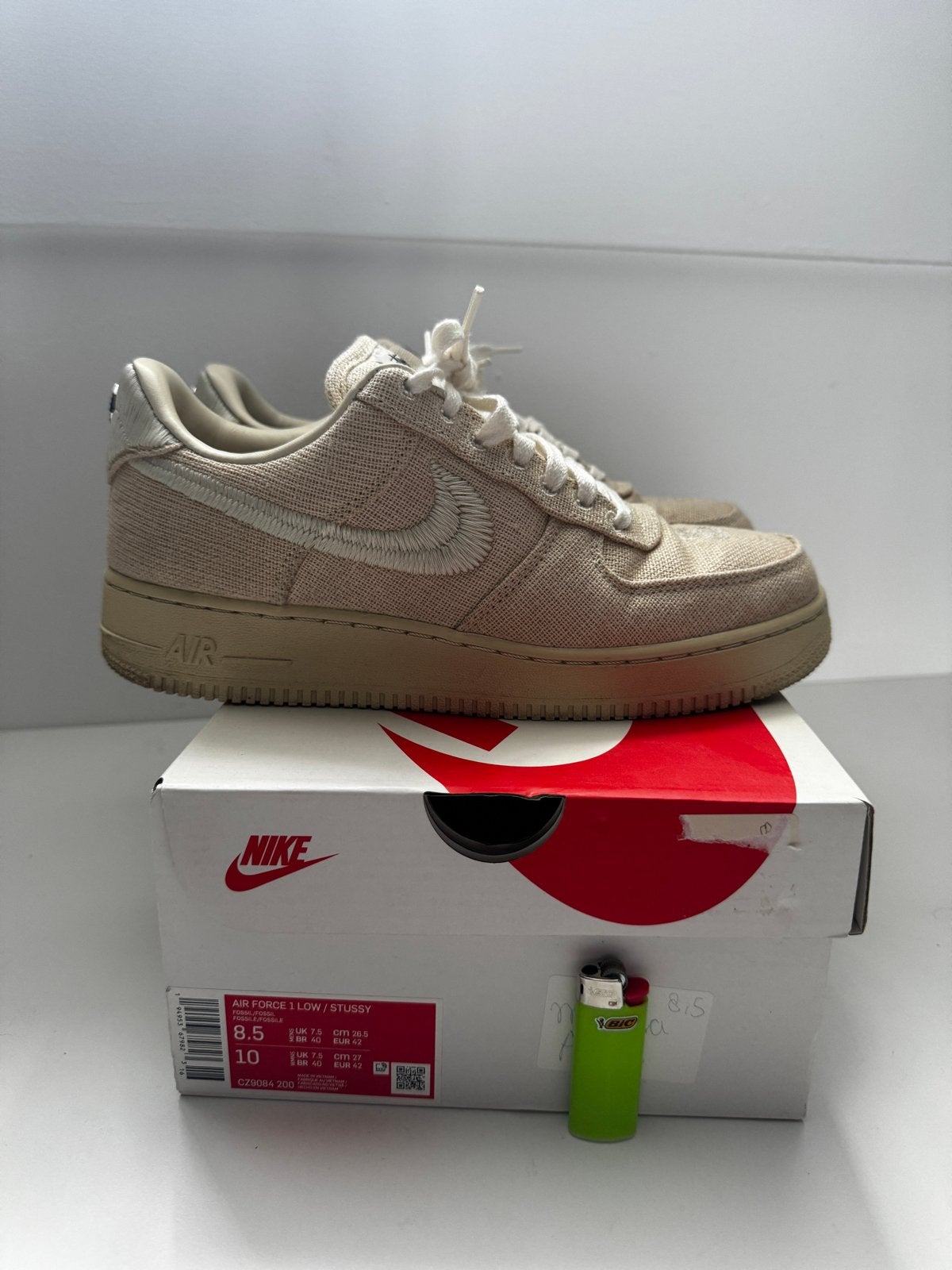 Nike x Stüssy Air Force 1 Low Fossil - US 8.5 / EU 42, Ophalen of Verzenden, Zo goed als nieuw, Overige kleuren, Sneakers of Gympen