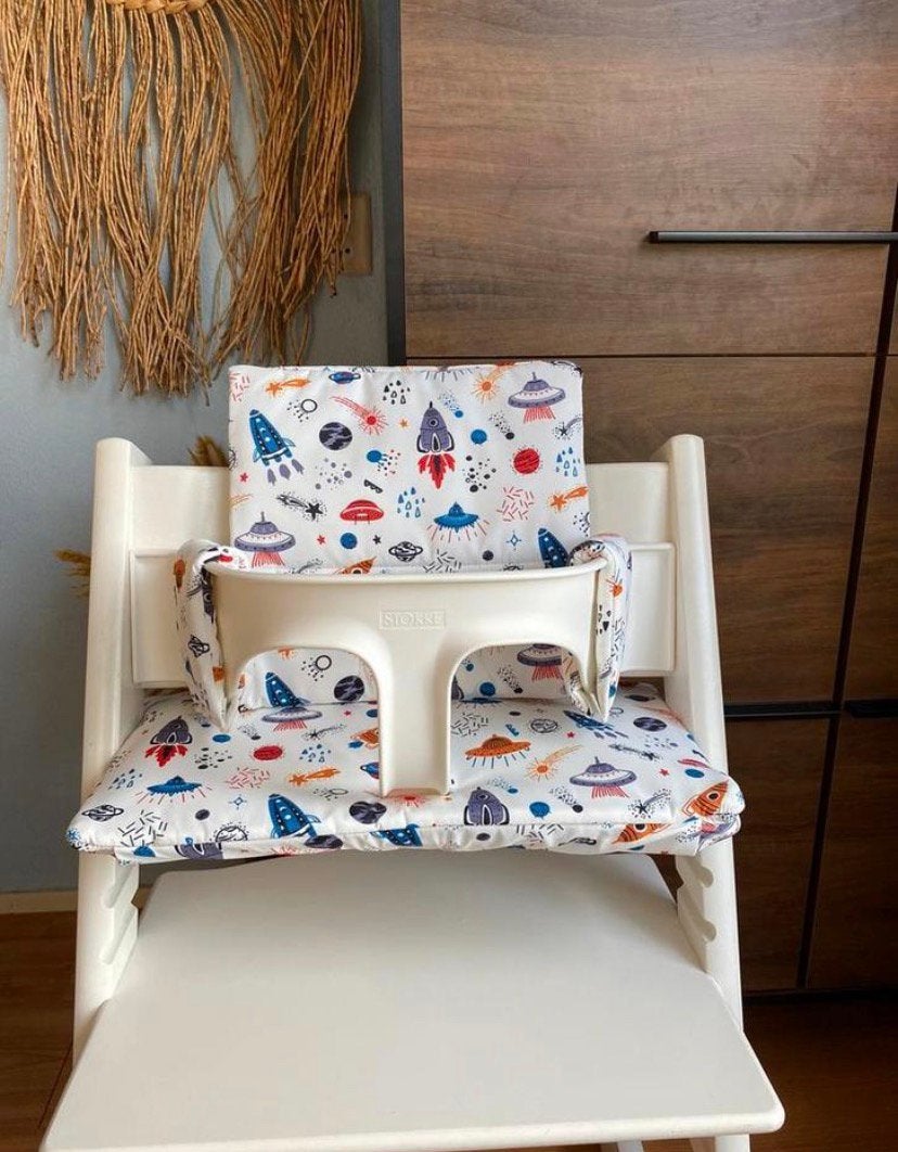 Raketten kussenset voor kinderstoel stokke tripp trapp, Ophalen of Verzenden, Nieuw, Meegroeistoel, Stoelverkleiner