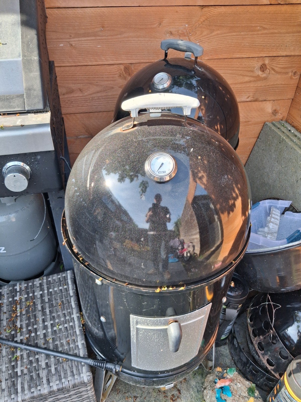 2 x Weber Smokey Mountain Cooker 47cm - Gebruikt, Tuin en Terras, Ophalen, Gebruikt, Weber