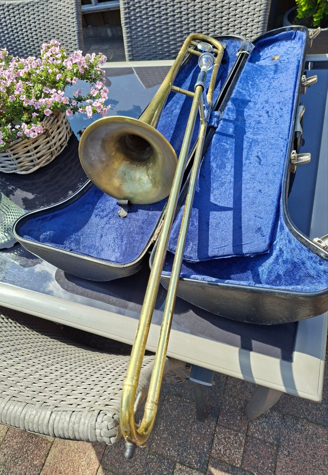trombone, Muziek en Instrumenten, Ophalen of Verzenden, Gebruikt, Tenor, Met koffer