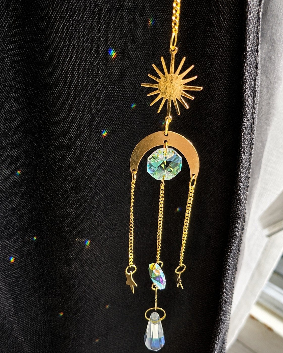 Maanboog suncatcher met zon en kristallen, Huis en Inrichting, Woonaccessoires | Overige, Meerkleurig, Boho, Nieuw, Ophalen of Verzenden