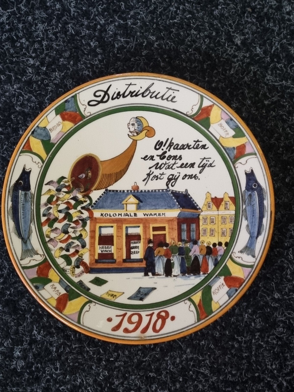 Antiek Gedenk bord "Distributie 1918" - Uniek Verzamelstuk, Ophalen of Verzenden