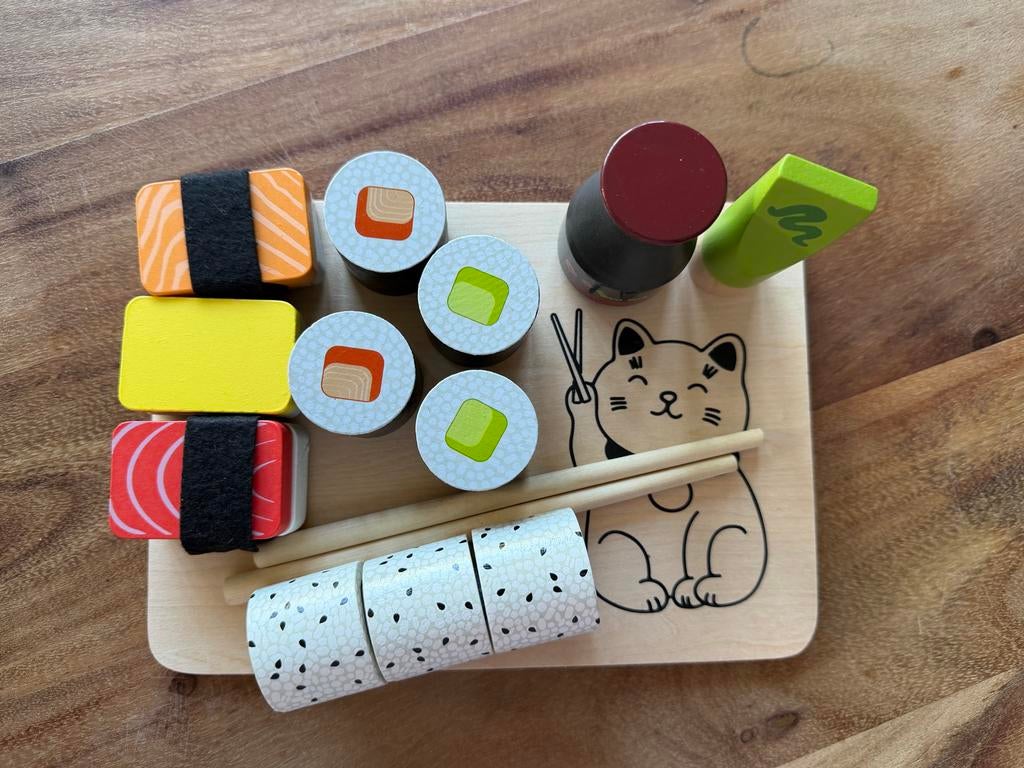 Houten Keukenspeelgoed - Sushi Set voor Kinderen, Kinderen en Baby's, Ophalen, Zo goed als nieuw, Jongen of Meisje