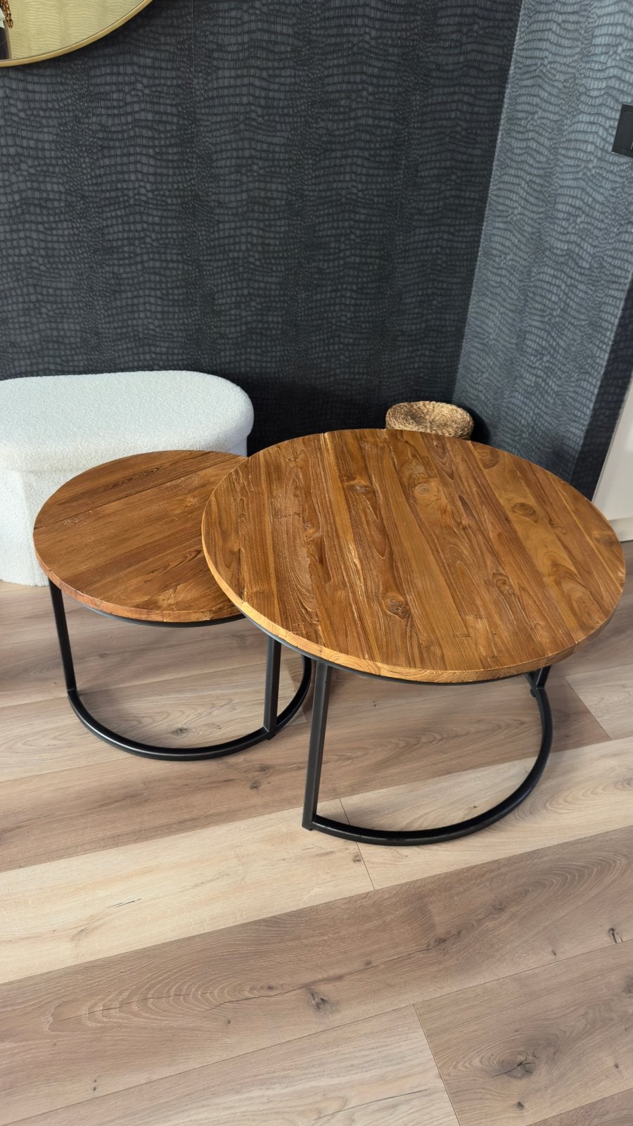 2 nette salontafels, Ophalen, Zo goed als nieuw, Rond, 50 tot 100 cm