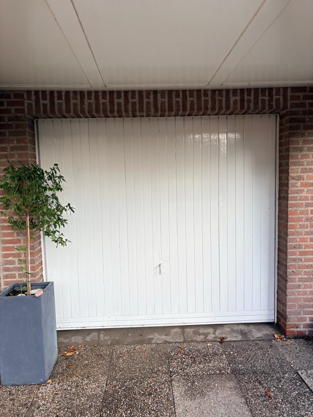 Houten garagedeur (230 cm), incl. rails (vanaf sept), Doe-het-zelf en Verbouw, Deuren en Horren, Ophalen, Gebruikt, 120 cm of meer