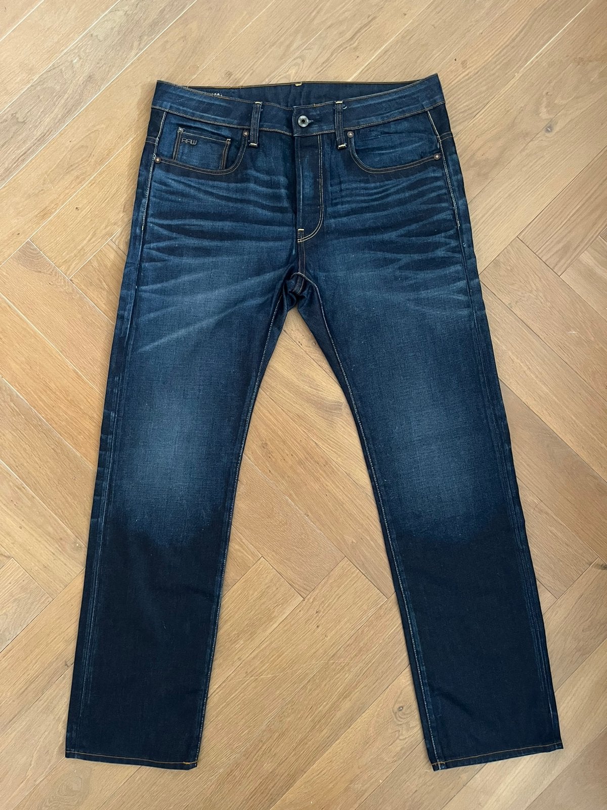 G- star RAW 3301 STRAIGHT broek jeans W34 L32 Z.G.A.N, Ophalen of Verzenden, Zo goed als nieuw, Blauw, W33 - W34 (confectie 48/50)