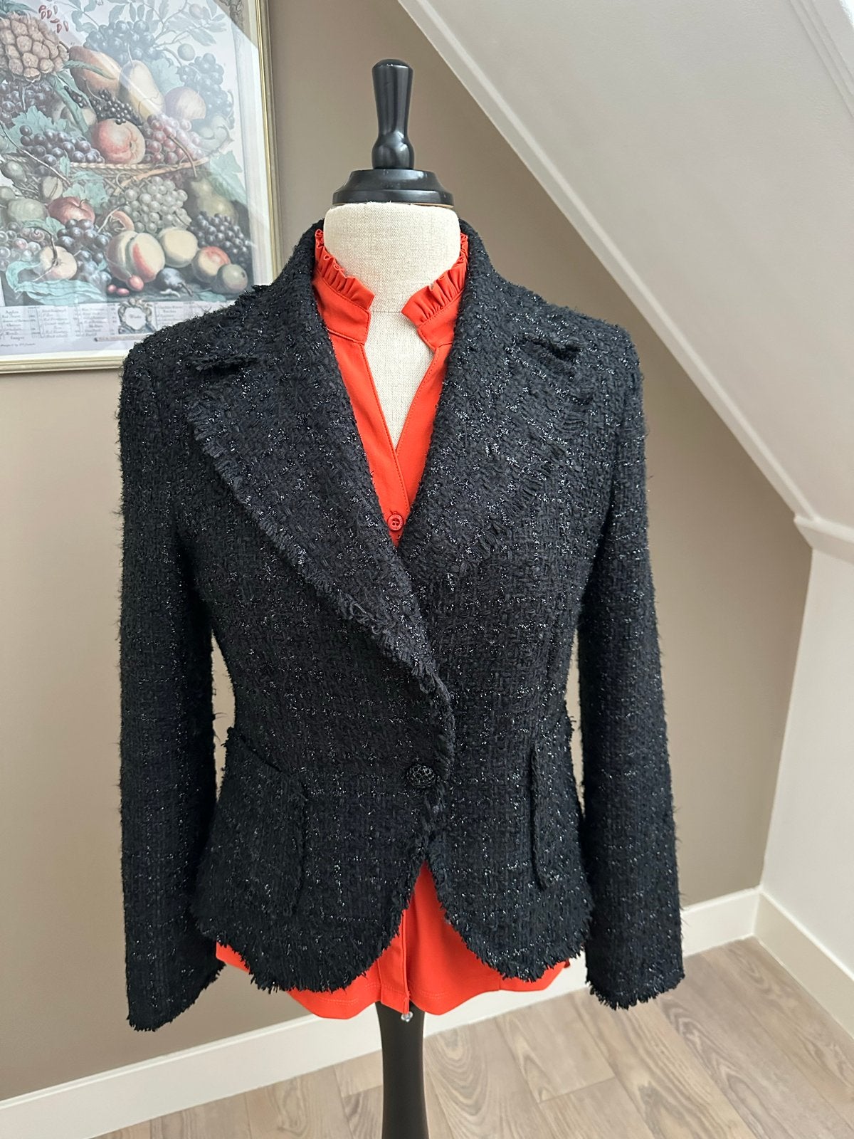 Rinascimento Chanel jasje - Mt L - Zwart met glitter, Zwart, Maat 42/44 (L), Ophalen of Verzenden, Zo goed als nieuw