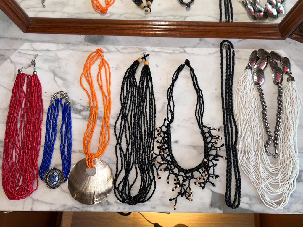 Lot/partij oude antieke/vintage glaskralen kettingen, Ophalen of Verzenden, Overige materialen, Ketting