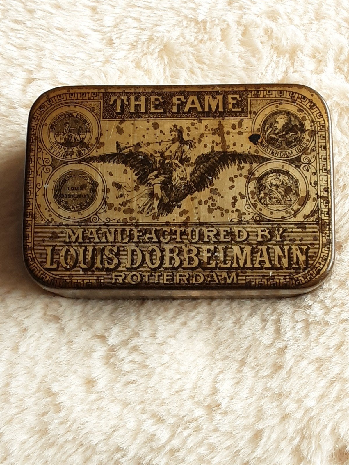 LOUIS DOBBELMANN , Tabaksblikje. C.A. 1890., Verzamelen, Ophalen of Verzenden, Gebruikt, Overige