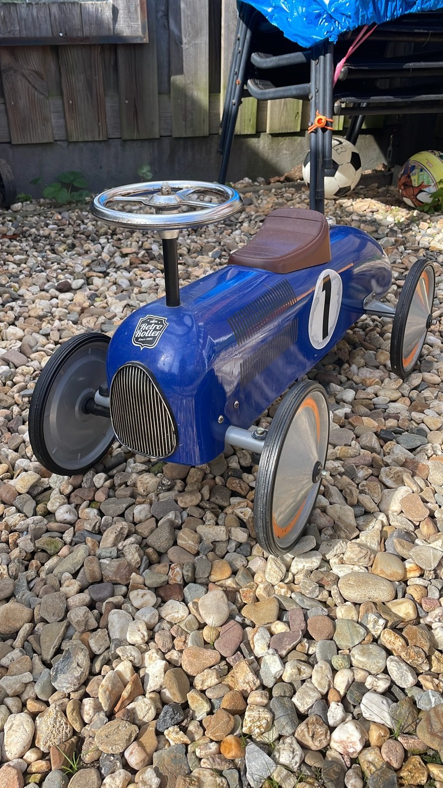 Blauwe loopauto retro Roller, Ophalen, Zo goed als nieuw, Loopvoertuig