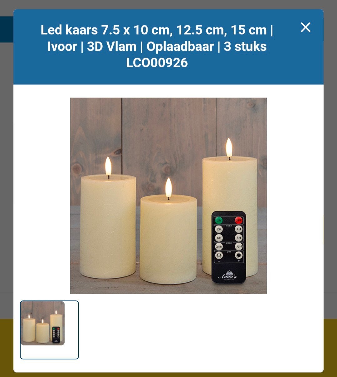 LED stompkaarsen oplaadbaar met afstandsbediening, Nieuw, Kunststof, Ophalen of Verzenden, Modern