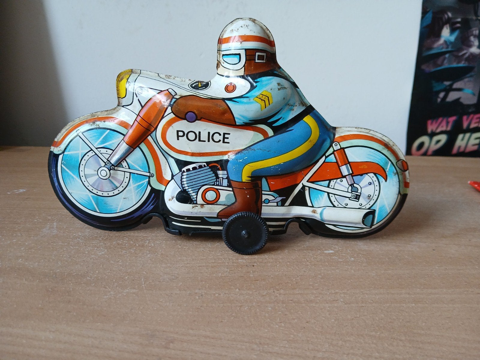 Grote blikken motorrijder, Antiek en Kunst, Antiek | Speelgoed, Ophalen