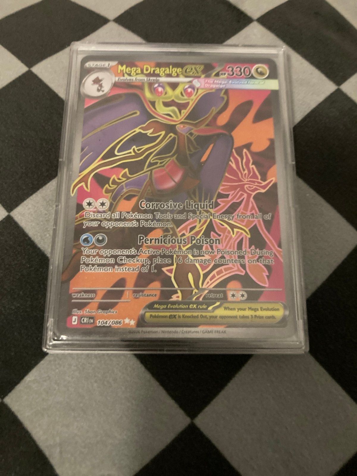 Mega Dragalge EX Pokémon Kaart - Zeldzaam en Krachtig, Ophalen of Verzenden, Zo goed als nieuw, Losse kaart